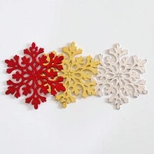 1組(3入)聖誕裝飾雪花&金色花卉節日裝飾品,適用於家居裝飾