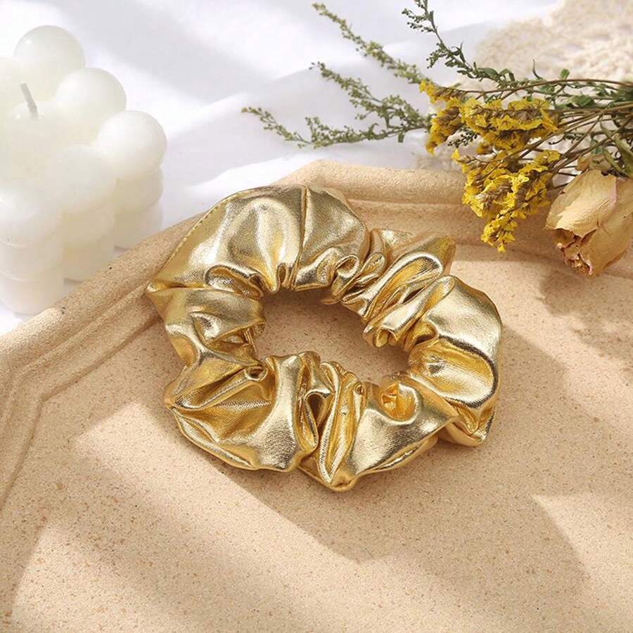 1 chiếc dây buộc tóc lớn màu vàng sáng bóng, thích hợp để đeo hàng ngày, phụ kiện tóc vàng, dây buộc tóc đuôi ngựa, dây chun buộc tóc, phụ kiện tóc, phụ kiện đội đầu, phụ kiện thể thao, chạy bộ. - Vàng - Xem 1