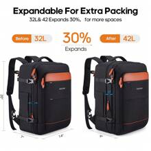 Bruno Cavalli Travel Backpack 42L Carry On Backpack Flight Approved Expandable Travel Backpack Carry On Backpack Luggage Daypack With Packing Cubes, Waterproof Weekender Bags For Women Men - 黑褐色 - 查看 2