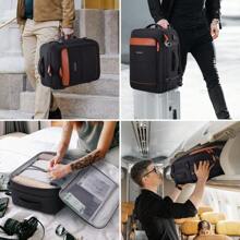 Bruno Cavalli Travel Backpack 42L Carry On Backpack Flight Approved Expandable Travel Backpack Carry On Backpack Luggage Daypack With Packing Cubes, Waterproof Weekender Bags For Women Men - 黑褐色 - 查看 8