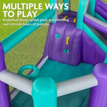 Sunny & Fun Big Time Bounce-A-Round Inflatable Water Slide Park – Heavy-Duty For Outdoor Fun - Climbing Wall, Slide & Splash Pool – Easy To Set Up & Inflate With Included Air Pump & Carrying Case - Water Slides For Kids Backyard - Purple - View 3