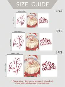 3入組/套聖誕節裝飾畫,聖誕老人主題,帶畫布的客廳墻藝術裝飾 - 彩色 - 查看 5
