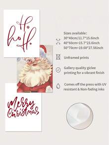 3入組/套聖誕節裝飾畫,聖誕老人主題,帶畫布的客廳墻藝術裝飾 - 彩色 - 查看 6