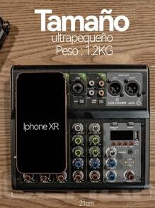 Mezcladora Amplificada Gochanmi Mini6 Power Mixer 6 Canales Consola Activa Bluetooth USB EQ - Negro - Ver 6