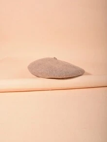 1入秋冬時尚休閒針織貝雷帽，帶有畫家風格/鄉村風格，適合女性穿著，復古且保暖 - 卡其色 - 查看 5