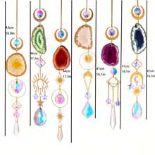 1/6pcs Crystal Suncatcher Sun Catchers Indoor Window Hanging Sun Catchers With Crystals Light Catcher With Prisms And Agate Slices For Indoor Outdoor Home Garden Wedding Decorations
