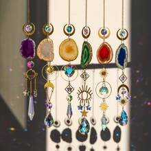 1/6pcs Crystal Suncatcher Sun Catchers Indoor Window Hanging Sun Catchers With Crystals Light Catcher With Prisms And Agate Slices For Indoor Outdoor Home Garden Wedding Decorations