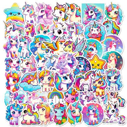 50pcs Unicorn Themed Stickers For Water Bottles, Laptops, Suitcases, Kids Girls Water Bottles,Children Suitcase,Laptop Stickers>Unicorn,Stickers,Kids Stickers,Stickers Kids,Stickers,Kids Stickers,Stickers For Kids