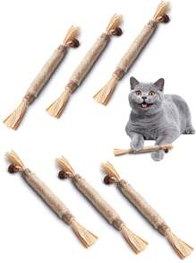 3PCS Silvervine Chew Sticks For Cats, Catnip Chew Sticks Cat Toys For Indoor Cat Kitten Teeth Grinding Interactive Feather Toys For Aggressive Chewers Dental Care/7pcs /Set