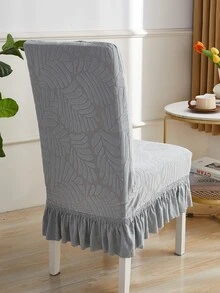 1 件純色彈性椅套,白色椅套裙邊,適合餐廳、婚禮、派對、宴會和家庭使用 - 灰色 - 查看 4