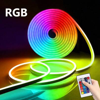 RGB Infrared Neon Light Strip, LED Silicone Flexible Light Bar, Waterproof Atmosphere Lamp With Wireless Remote Control, Color Changing Light For Christmas, Indoor/Outdoor Decoration, 1m/2m/3m/4m/5m