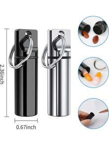 小型便攜式藥盒鑰匙扣,鋁合金迷你藥物收納盒,適用於手提包,防水金屬藥片盒,用於戶外露營旅行(黑色+銀色+紅色) - 彩色 - 查看 6