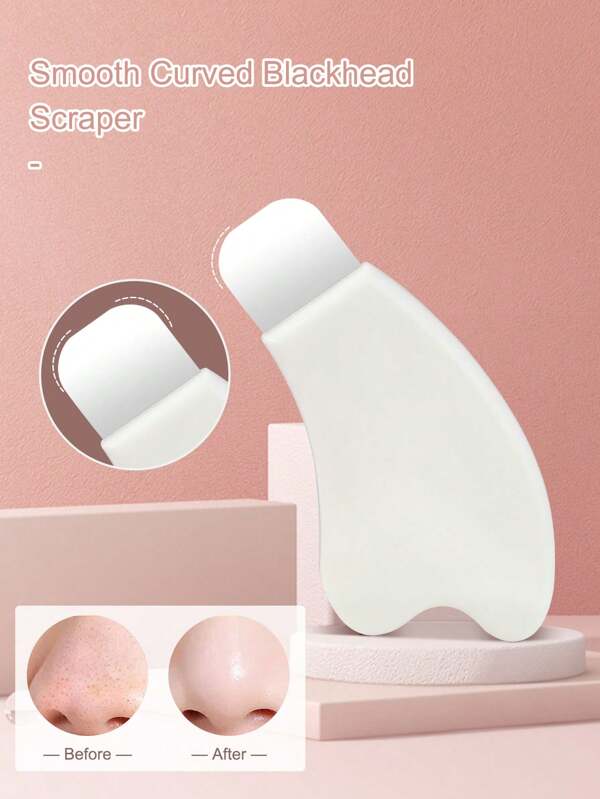 BIGBEAK 1pc Newly Stainless Steel & Plastic Facial Cleaner Scraper With Silicone Cover, Silicone Mask Brush & Blackhead Cleansing,Multifunctional, Metal Extractor Tools For Blackhead, Whitehead, Face Cleaning Shovel Makeup Accessories Facial Skin Care Tools Nose Face Tools For Women Men Removing Mask Scoop Mask Tool Facial Cleaning Essential Pink/White