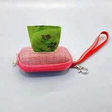 2入組寵物清潔用品狗貓廢棄物提取袋分配器,帶便利的粗麻儲物袋 - 粉色 - 查看 1