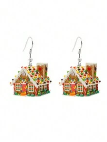 1對聖誕亞克力耳環,可愛的動物掛耳耳環,適用於女性,用作聖誕裝飾