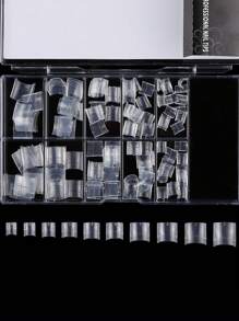 100Pcs/Box Short Square Nail Tips Clear Half Cover False Nails French Style Artificial Fake Tip For Acrylic Nail Extension Manicure Press On Tool Nail Supplies - Clear - View 4