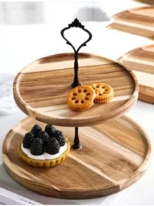 Wooden Multi-tiered Cake Stand Wedding Fruit Tray Afternoon Tea Dessert Display Rack Solid Wood Cake Holder - Black - View 4