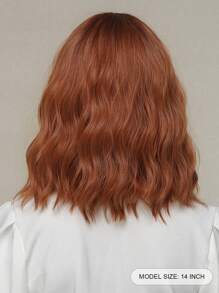 Red Brown Medium Wavy Synthetic Bob Wig With Bangs - Natural Daily Heat Resistant Cosplay Hair Wig For Women - 棕色 - View 4
