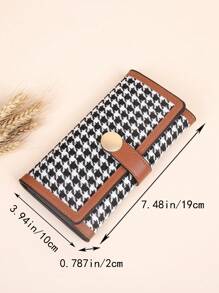 復古犬牙短夾,輕便多功能手拿包,三摺式錢包 - 棕色 - 查看 2
