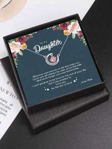 HOTNICE 1 Pieza Collar De Colgante De Cristal De Fresa En Forma De Luna Con Tarjeta Y Caja De Regalo - rosa - Ver 2