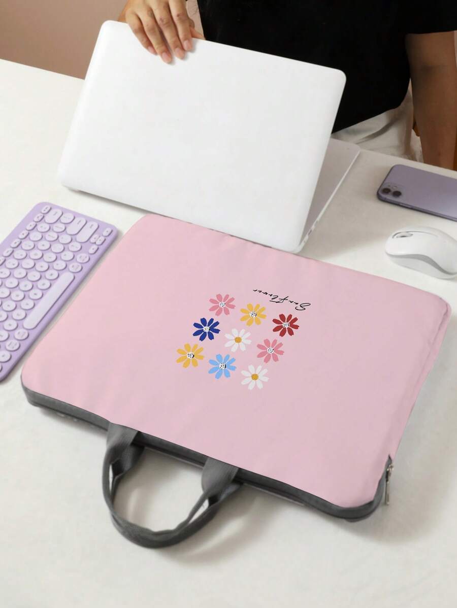 Hand-Painted Floral Print Laptop Bag Classroom Laptop Bags Classroom Bags Teacher Storage Bags Classroom Organizer Bags Back To School For School For Tablet Back To School Supplies Laptop Cover Laptop Sleeve Laptop Bags & Cases School Essentials - Multicolor - View 1