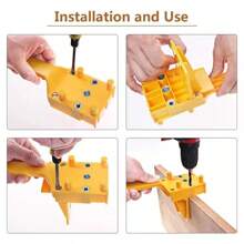 1pc Abs Plastic Pocket Hole Jig Handheld Woodworking Doweling Jig Guide Tool - Yellow - View 7