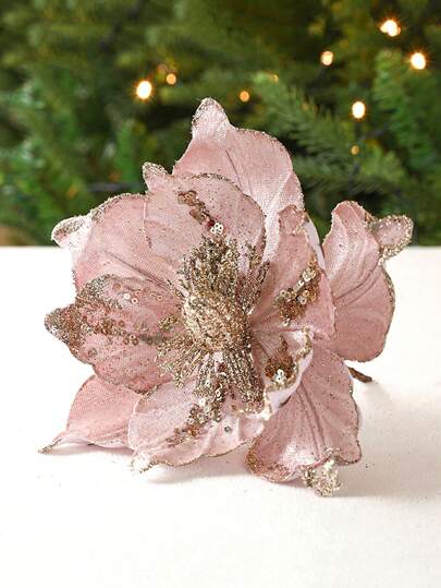 1PC Flori de simulare Pandantiv Picături Ornamente sclipici Champagne Floare roșie Petrecere de Crăciun Decor pentru grădină de acasă, Decorare de masă, Piese centrale, Flori artificiale, Flori din plastic, Ziua Îndrăgostiților, Cadou