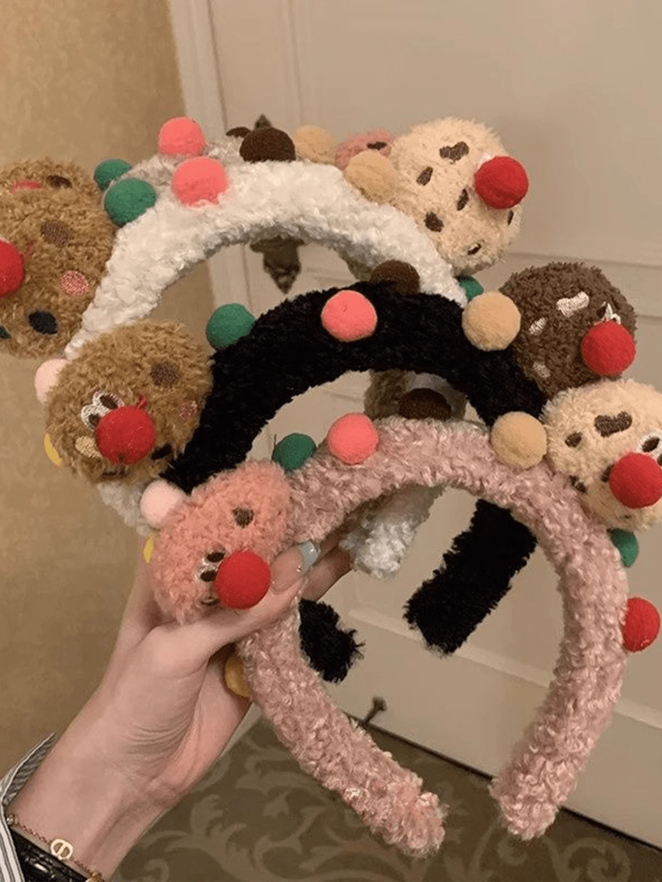 1只卡通毛絨頭帶,秋冬時尚可愛洗臉化妝髮帶,打扮時尚髮飾