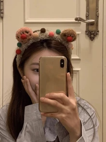 1只卡通毛絨頭帶,秋冬時尚可愛洗臉化妝髮帶,打扮時尚髮飾