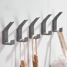 1pc Or 5pcs Space Aluminium No-Drill Creative Hook, Universal Hat Clothes Robe Hook For Bathroom Bedroom Kitchen Entrance - Multicolor - View 2