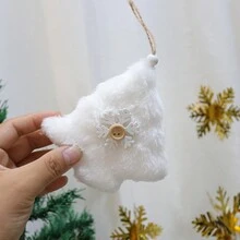 1套(3入)聖誕節飾品創意木製雪花和聖誕樹形狀的毛絨吊飾,用於聖誕樹裝飾 - 白色 - 查看 10