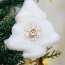 1套(3入)聖誕節飾品創意木製雪花和聖誕樹形狀的毛絨吊飾,用於聖誕樹裝飾 - 白色 - 查看 11