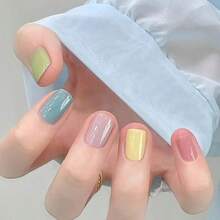 5 件装马卡龙凝胶指甲油春夏糖果粉蓝色美甲半永久可卸指甲油凝胶清漆 - 彩色 - 查看 4