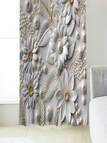 1pc Three-Dimensional Floral Pattern Printed Window Curtain - Mixed color - View 6