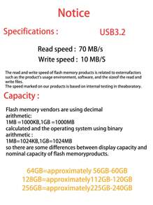 Kingston 1pc Pen Drive USB3.2 Large Capacity Flash Drive 64g/128g/256g For Car Song Computer - View 3
