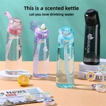 1pc Creative 0 Sugar 0 Calorie Scented Water Bottle With Straw And Bounce Lid, Portable Sports Bottle Drinking Tool