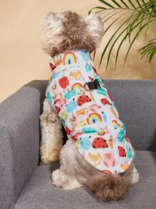 1 件白色动物公园狗背心，宠物滑雪服，适合秋冬季 - 彩色 - 查看 1