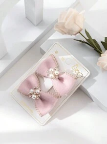 2pcs/set Butterfly Design Kids' Hair Clips - Pink - View 1