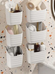 1 件壁掛式廚房洋蔥薑蒜收納籃,浴室盥洗用品收納籃,可堆疊,無需打孔 - 白色 - 查看 4