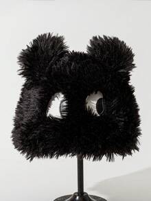 1入兒童多色長毛絨桶帽，有趣小狗冬季保暖桶帽