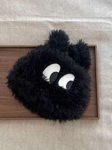 1入兒童多色長毛絨桶帽，有趣小狗冬季保暖桶帽