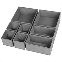 1 件可折叠抽屉整理盒，3 种尺寸，适用于衣服、内衣、袜子、围巾、领带（灰色），适用于衣柜、梳妆台、储藏室衣架