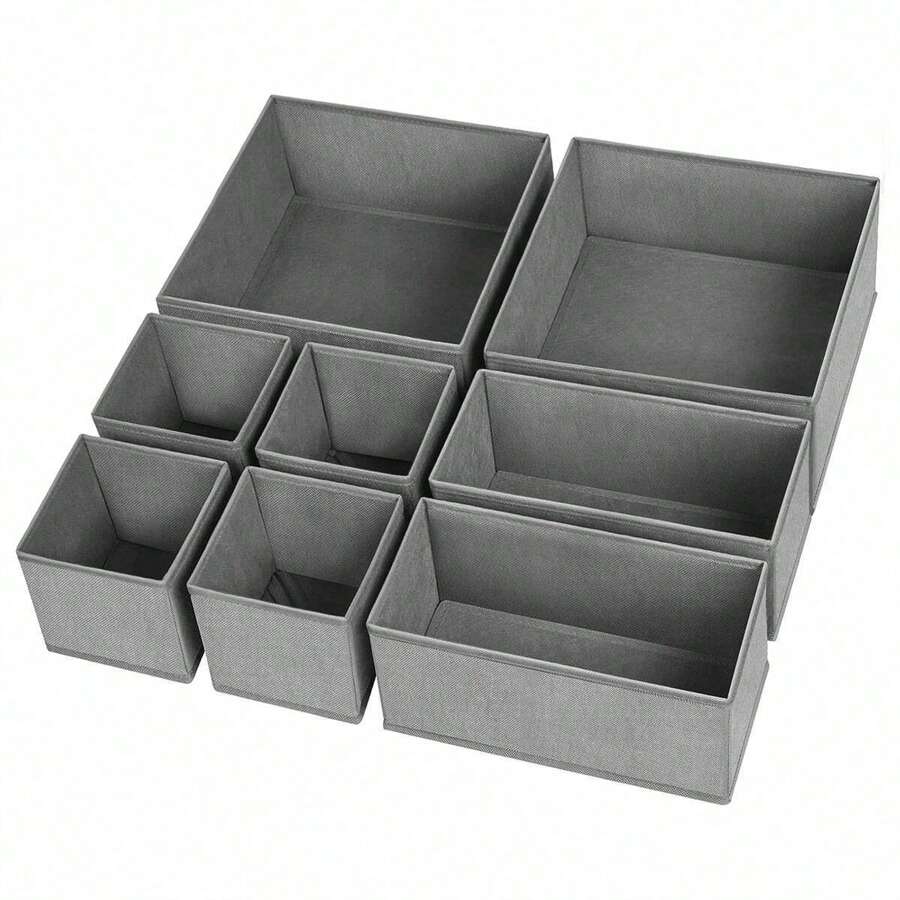 1 件可折叠抽屉整理盒，3 种尺寸，适用于衣服、内衣、袜子、围巾、领带（灰色），适用于衣柜、梳妆台、储藏室衣架