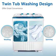 Twin Tube Washing Machine For Apartment, Dorms, RVs, Camping And More, US Standard - 藍色 - 查看 11