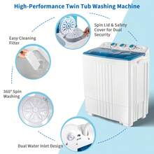 Twin Tube Washing Machine For Apartment, Dorms, RVs, Camping And More, US Standard - 藍色 - 查看 6
