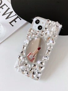 1pc Luxury Rhinestone Full Diamond Mirror Phone Case Compatible With Various Apple & Samsung Models, Including Full Coverage Protection - Clear - View 6