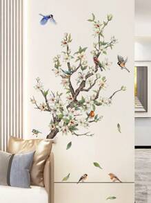 1 套 2 件树枝和鸟与花朵图案墙贴，适用于客厅、卧室家居装饰自粘式、贴纸、墙贴花、乙烯基贴花，用于家居装饰、春季装饰品让您的家焕然一新、拉玛装饰贴纸礼物生日毕业 - 彩色 - 查看 7