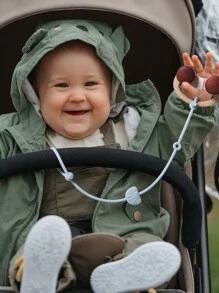 4pcs Soft Silicone Teething Toy Pacifier Clips, Adjustable Infant Pacifier Holders, Baby Stroller Accessories - Beige - View 10