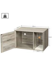 Hzuaneri Cat Cabinet With Rattan Door, Hidden Cat Litter Box, Boho Style Wooden Pet House Cat Litter, Storage Cabinet Bench - Grey - View 6