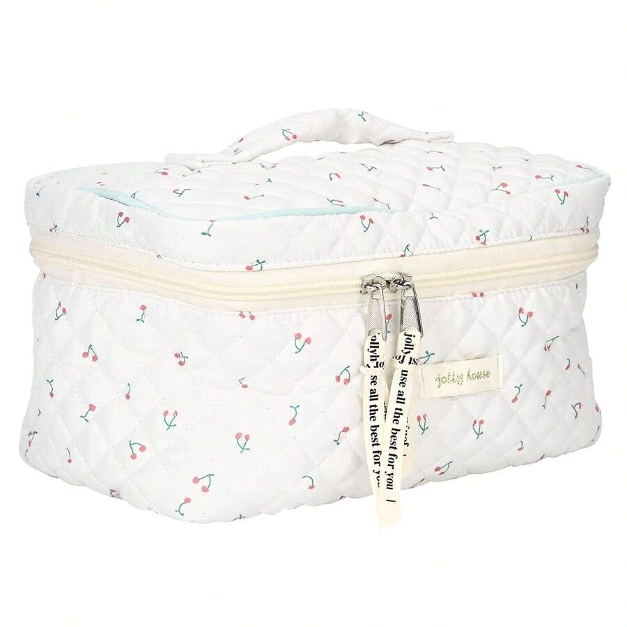 2pcs Coquette Makeup Bag Coquette Aesthetic Cosmetic Bag Large Travel Makeup Organizer Cute Pouch Cotto Kawaii Toiletry Bag - 白色 - 查看 1